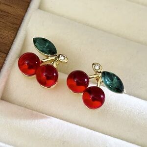 New Cherry Red and Green Earrings